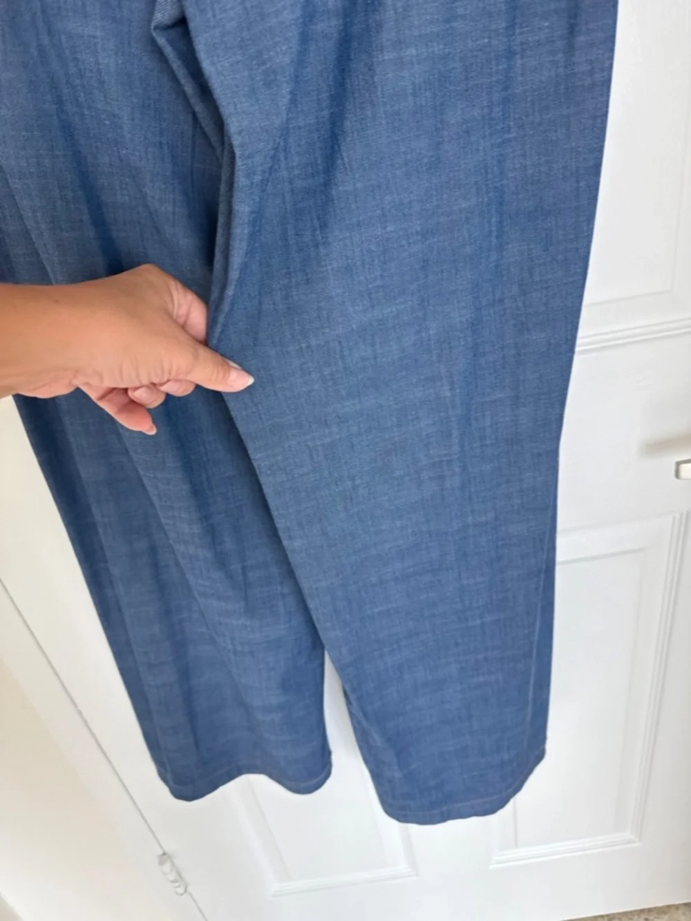 Zara Chambray Wide Leg Wrap Pants Blue High Waist Lightweight Tencel Lyocell Loo